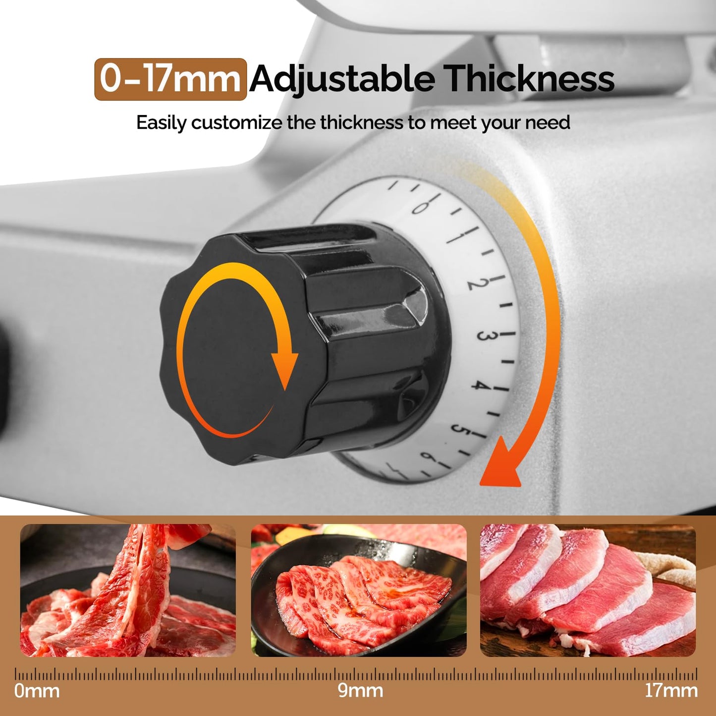 ROVSUN 10 inch Commercial Meat Slicer, 240W Electric Meat Slicer Machine, Frozen Meat Deli Cheese Food Slicer with Adjustable Thickness(0-12mm), Upgraded Carbon Steel Blade for Home and Commercial