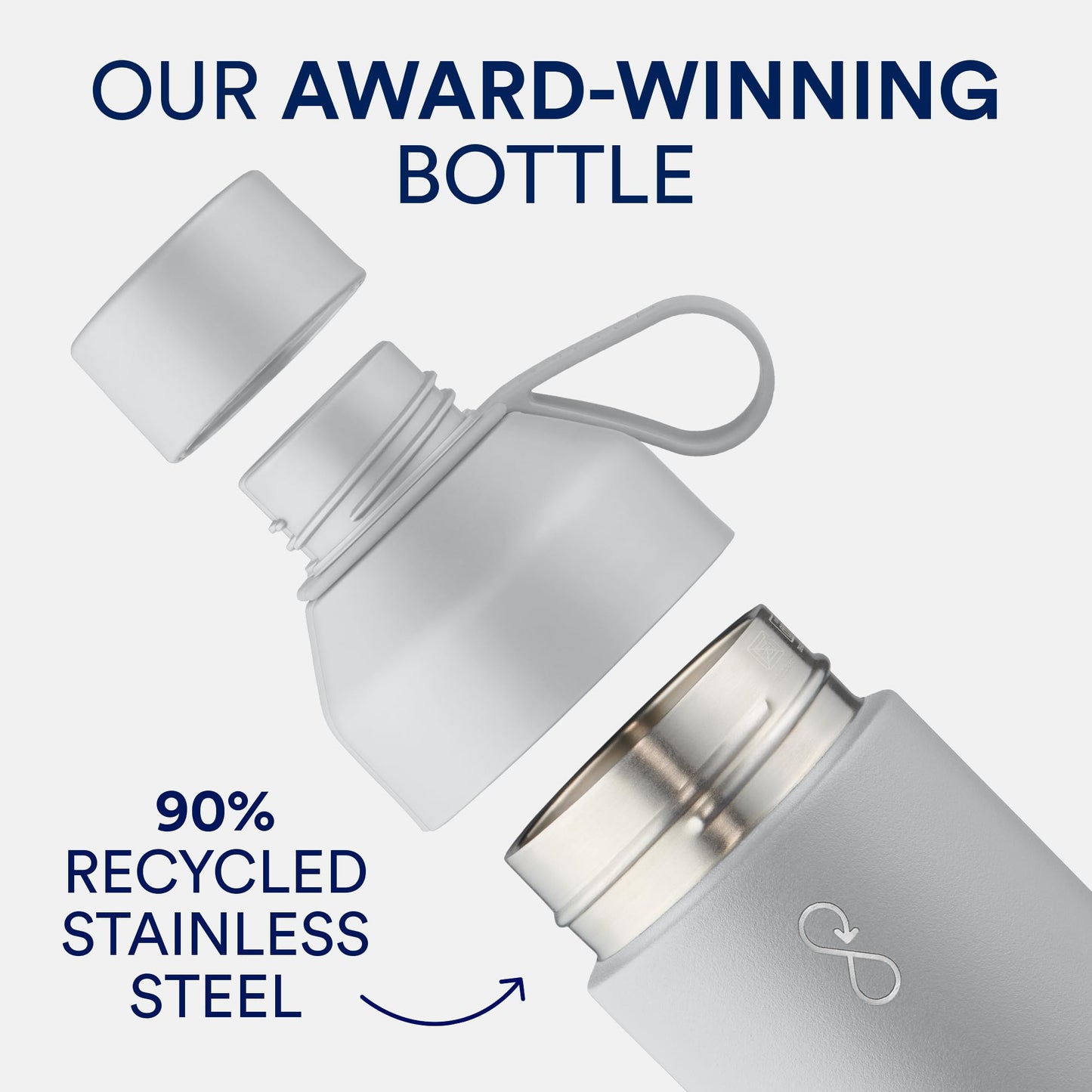 Ocean Bottle Original 17 oz | Stainless Steel Water Bottle | Reusable & Sustainable | Keeps Drinks Cold & Hot | Eco Friendly Gift (Rock Grey)