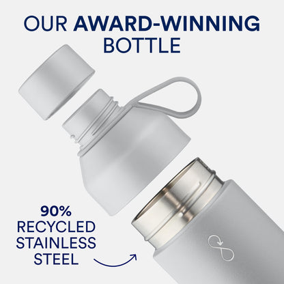 Ocean Bottle Original 17 oz | Stainless Steel Water Bottle | Reusable & Sustainable | Keeps Drinks Cold & Hot | Eco Friendly Gift (Rock Grey)