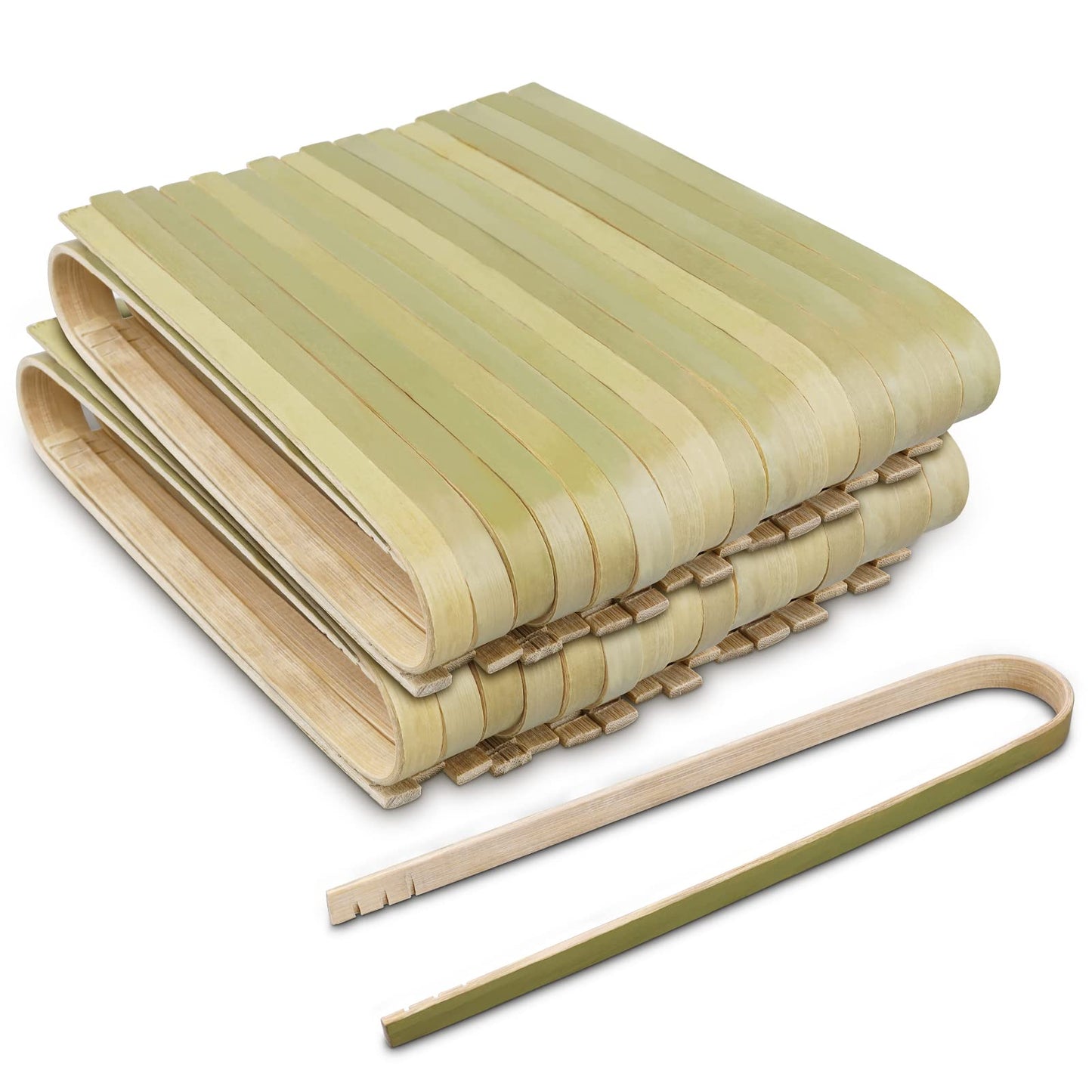 Mini Bamboo Tongs Disposable 100 Pcs 6.2 Inch Long Wooden Tongs for Charcuterie Large Cooking Utensils for Toaster Serving Food Natural Green for Catering Buffet Home