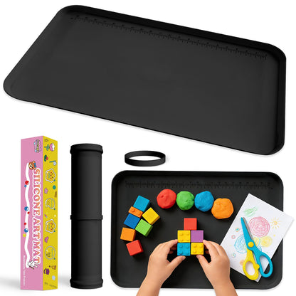 Silicone Art Mat for Crafts, 24"x16" Silicone Painting Mat to Keep Clean Protects Surfaces Perfectly for Crafts, Legos, Resin & Jewelry-Making, DIY Crafts Mat (Black)