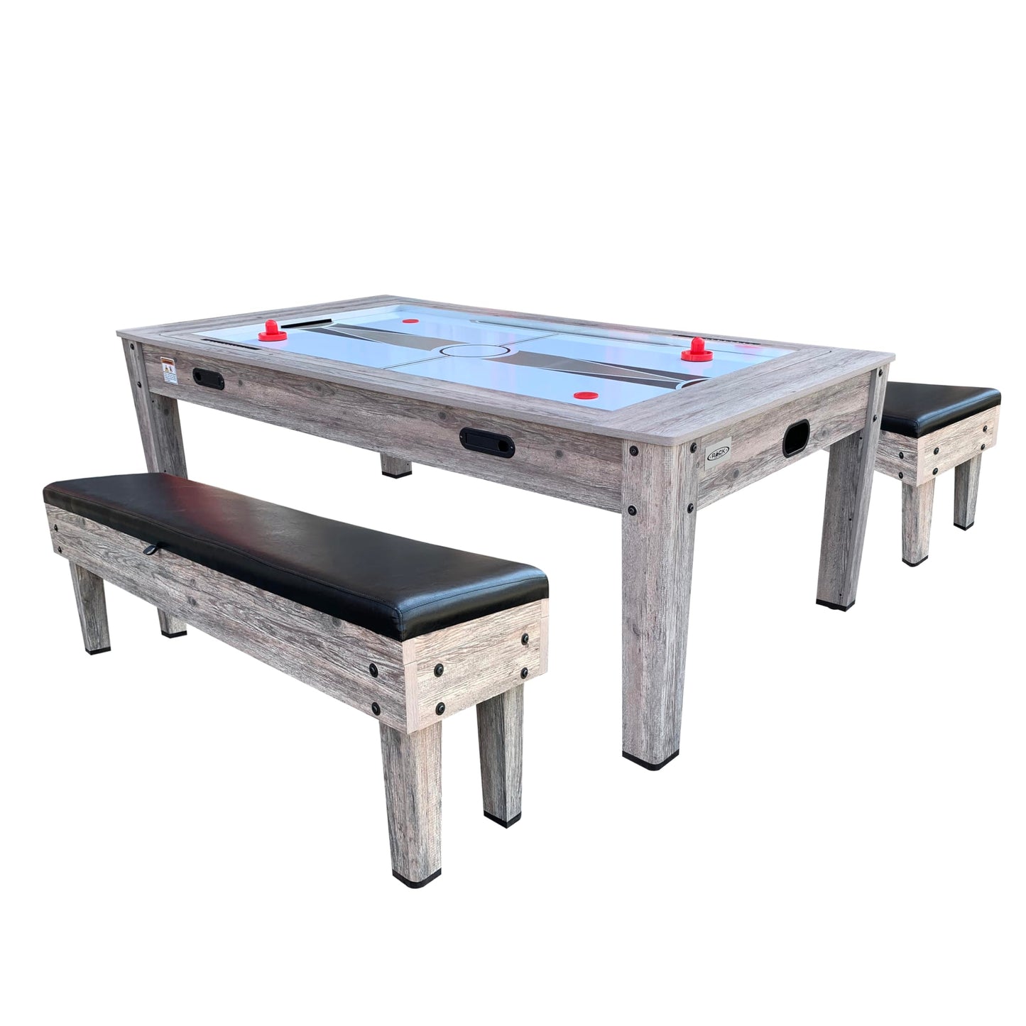 RACK Luxor 7.5-Foot 4-in-1 Multi-Game Swivel Billiard/Pool Table (Blue Felt with 2 Bench) – Pool Table, Table Tennis, Air Hockey & Dining Table – Portable Multi Game Table for Adults & Kids