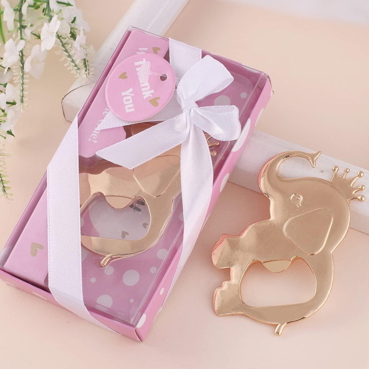 16PCS 16) Baby Shower Party Favor for Guests Crown Elephant Bottle Opener Baby Shower Return Gifts Baby Baptism