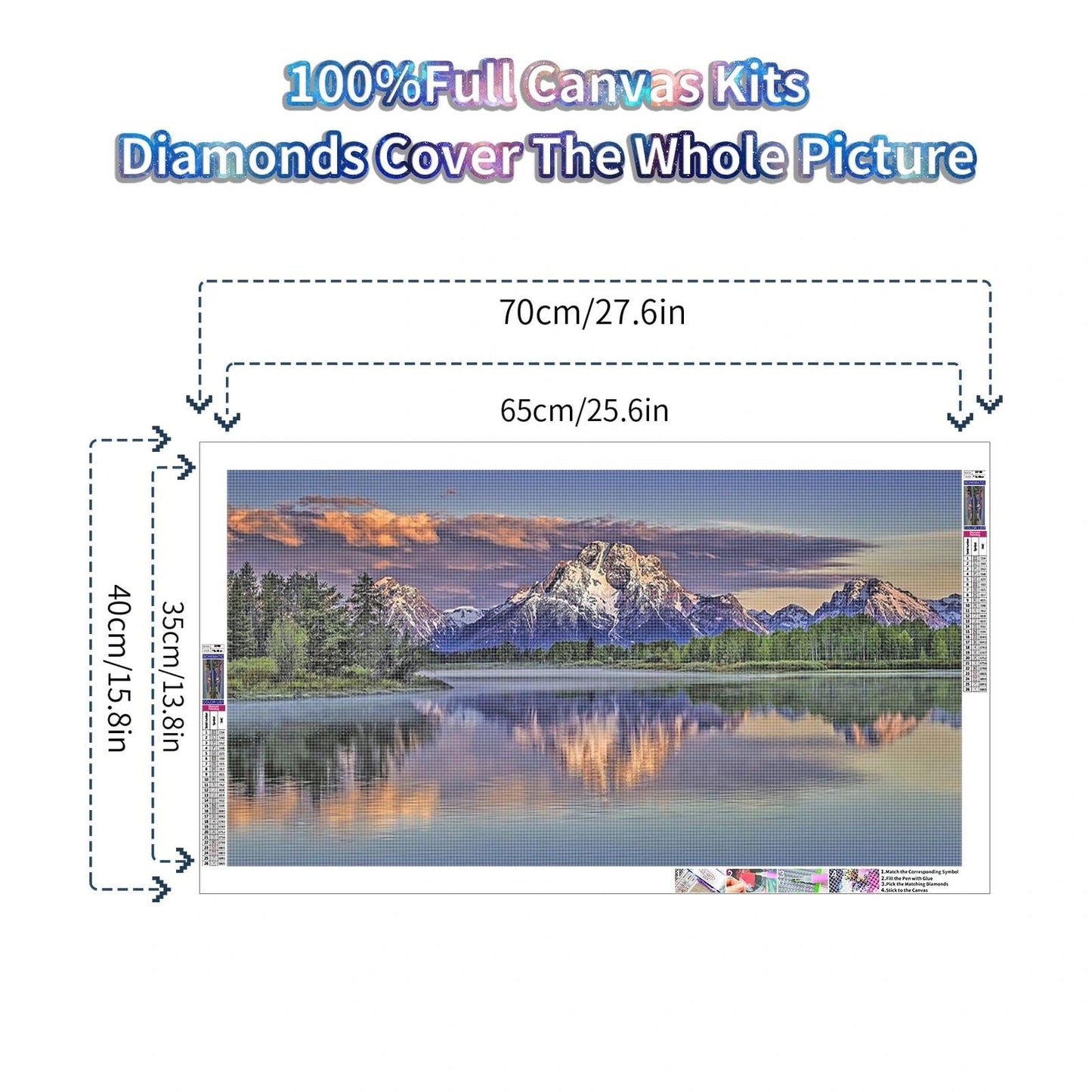 JATOK Large Square Diamond Art Kits for Adults, Full Drill Landscape 5D Diamond Painting Kits for Beginners, DIY Gem Art Picture for Gift Home Wall Decor, 40x70cm/15.7x27.5inch