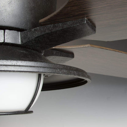 Progress Lighting P2564-8030K Protruding Mount, 5 Toasted Oak Blades Ceiling fan with 18 watts light, Forged Black