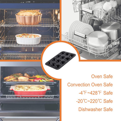 CHEFMADE Nonstick Muffin Cake Pan, 12 Cavity Chestnut-Shaped Bakeware