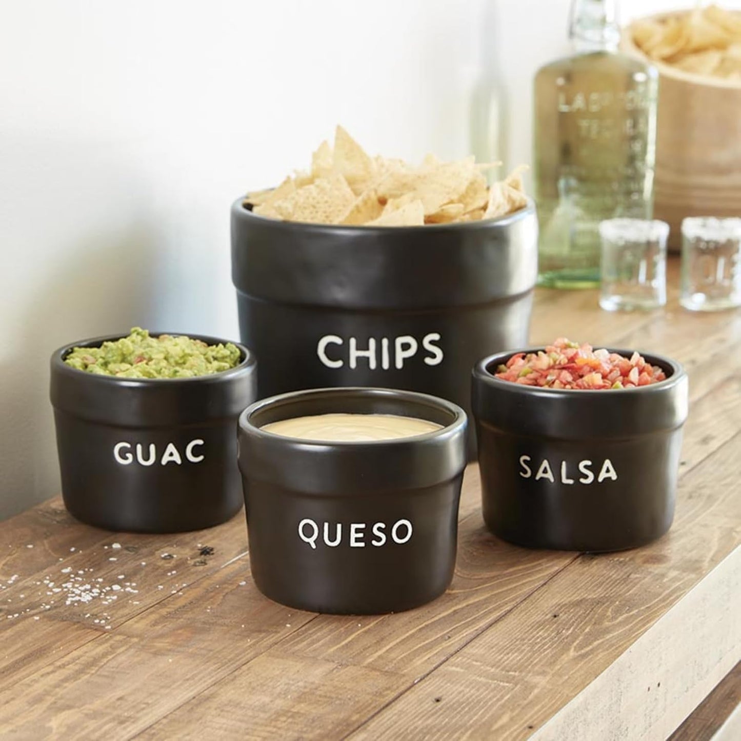 Santa Barbara Design Studio Taco Night Ceramic Serving Bowl, Small, Black for Queso