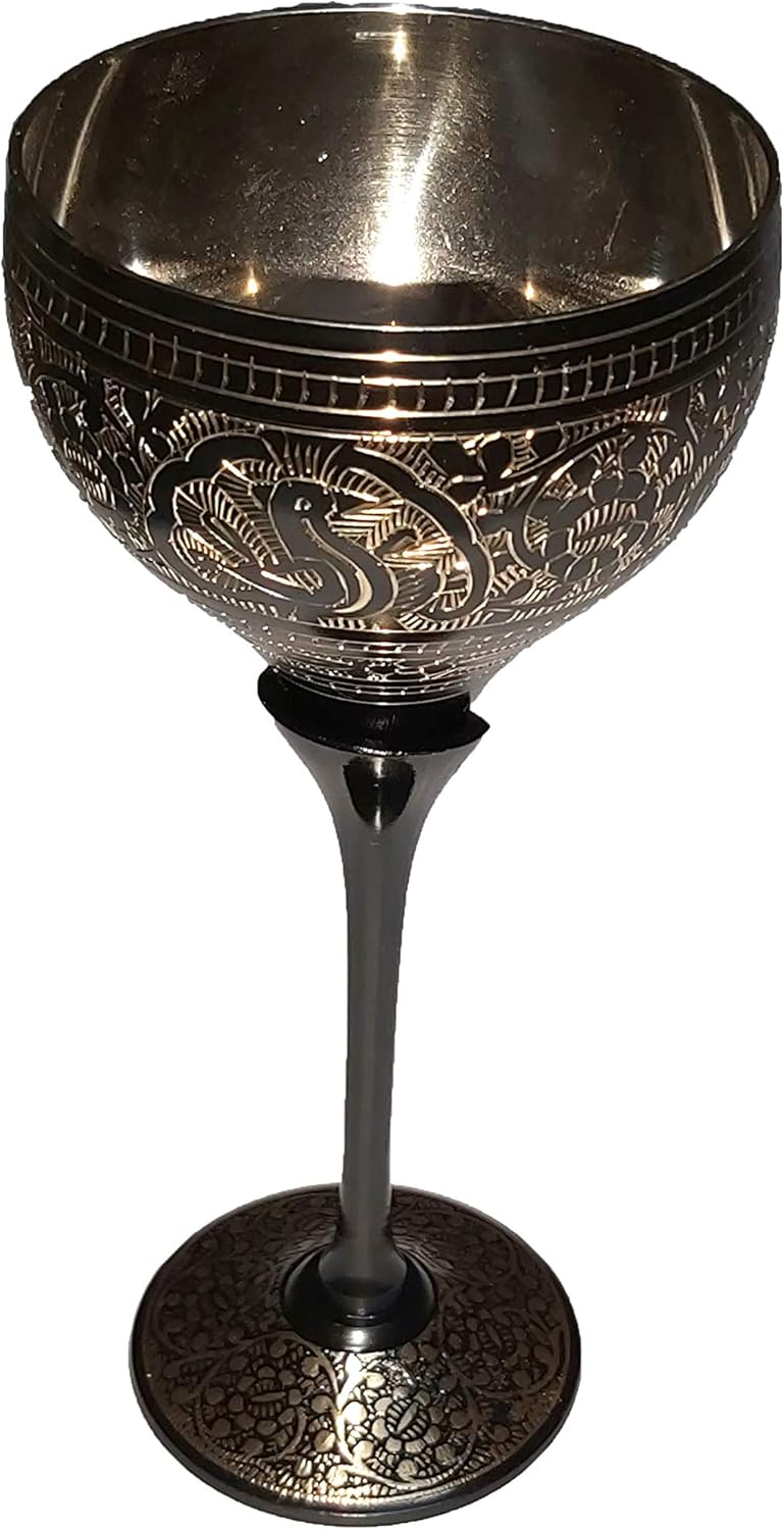 Wine Glass Goblet, Unique Premium Quality Handmade Cup Glass for Moscow Mules, 100% Pure Brass