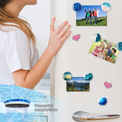 DARUITE 12Pcs Glass Fridge Magnets for Crafts, Strong Small Magnets for Kitchen, Office, Classroom