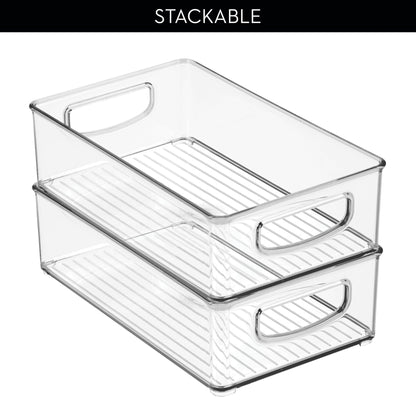 iDesign Stackable Pantry Bin with Handles for Kitchen Storage Set of 2, Clear, Made in USA