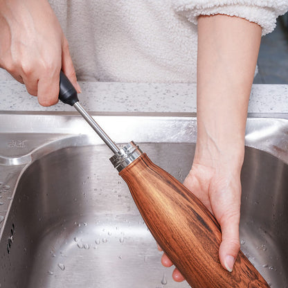 Purtribe Water Bottle Cleaning Brush with 2 Replaceable Heads, Compatible with Sport Bottles, Tumblers, Mugs, Wine Decanters, Glassware, 13 in, Yellow