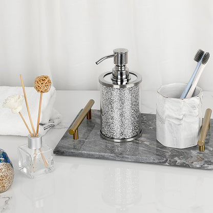 Sumnacon Soap Dispenser Bathroom Sparkling Hand Dispenser with Stainless Pump,Silver Crushed Diamond Dish Soap Dispenser for Kitchen Decorative Soap Dispensers for Kichen Sink Bathroom Countertop