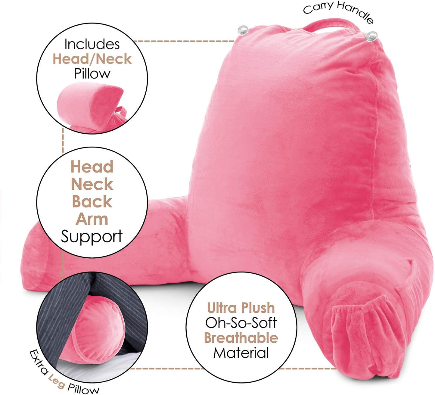 2 Nestl Reading Pillow with Shredded Memory Foam Includes Neck and Lumber Support Pillows, Designed for Sitting Up