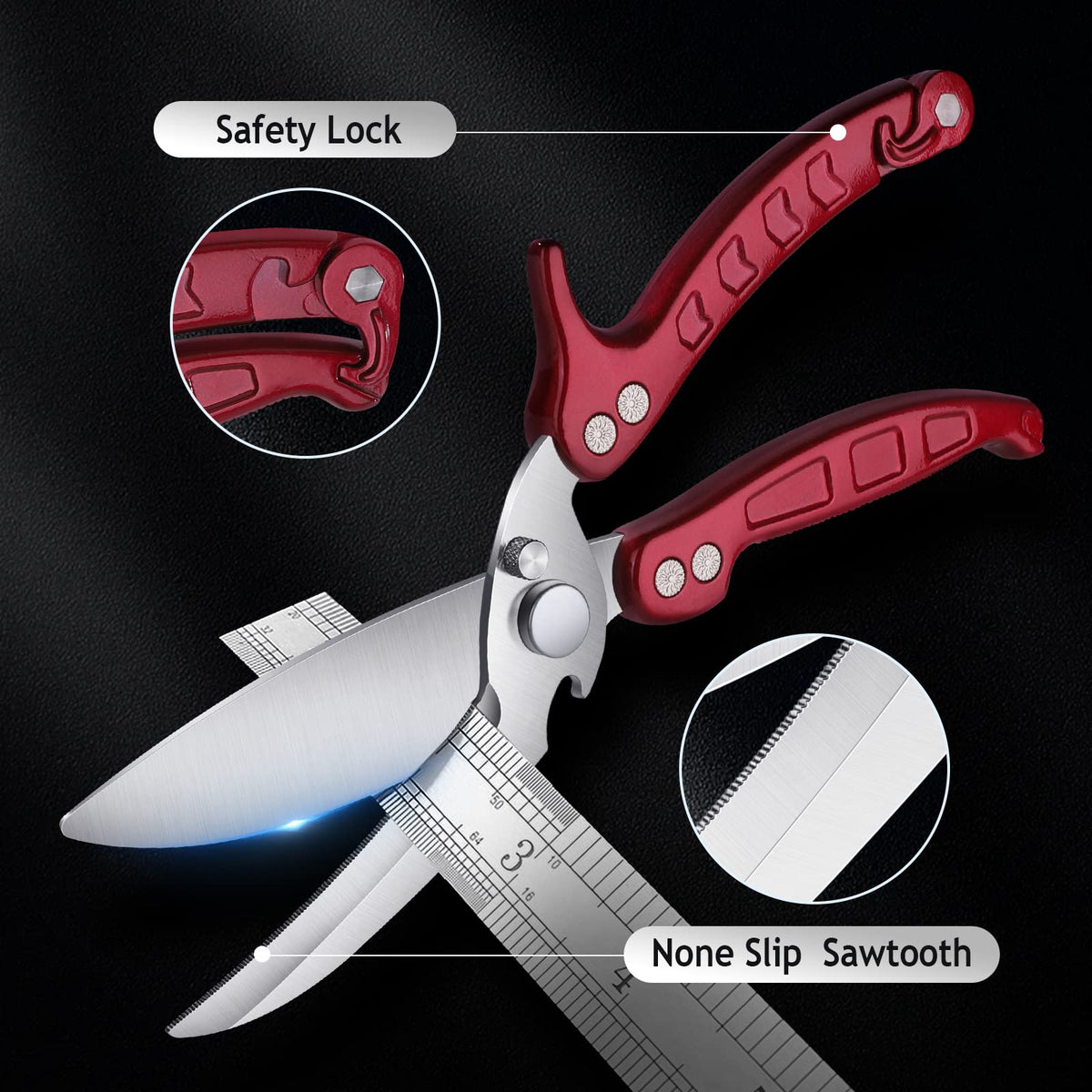 DRAGON RIOT Heavy Duty Poultry Shears - A Must Have Kitchen Shears for Chicken and Meat Cutting - Dishwasher Safe and Stainless Food Kitchen Scissors for Thanksgiving