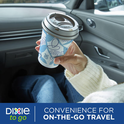 Dixie To Go Paper Coffee Cups With Lids, 12 oz, 156 Count (6 packs of 26 cups), Disposable Insulated Paper Cups for On-The-Go Hot or Cold Beverages