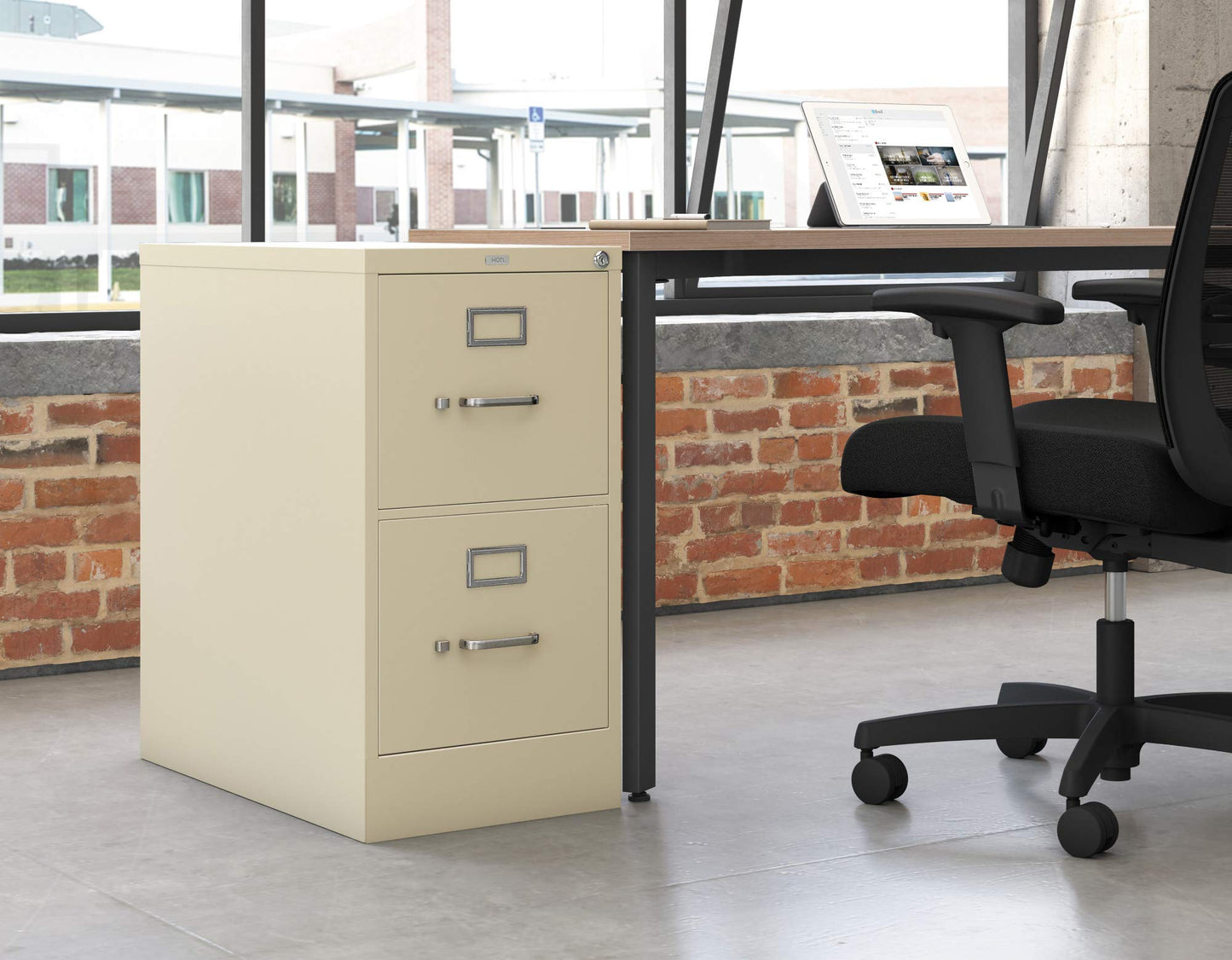 HON 2-Drawer Vertical Filing Cabinet - 310 Series Full-Suspension Letter File Cabinet, Putty (H312)
