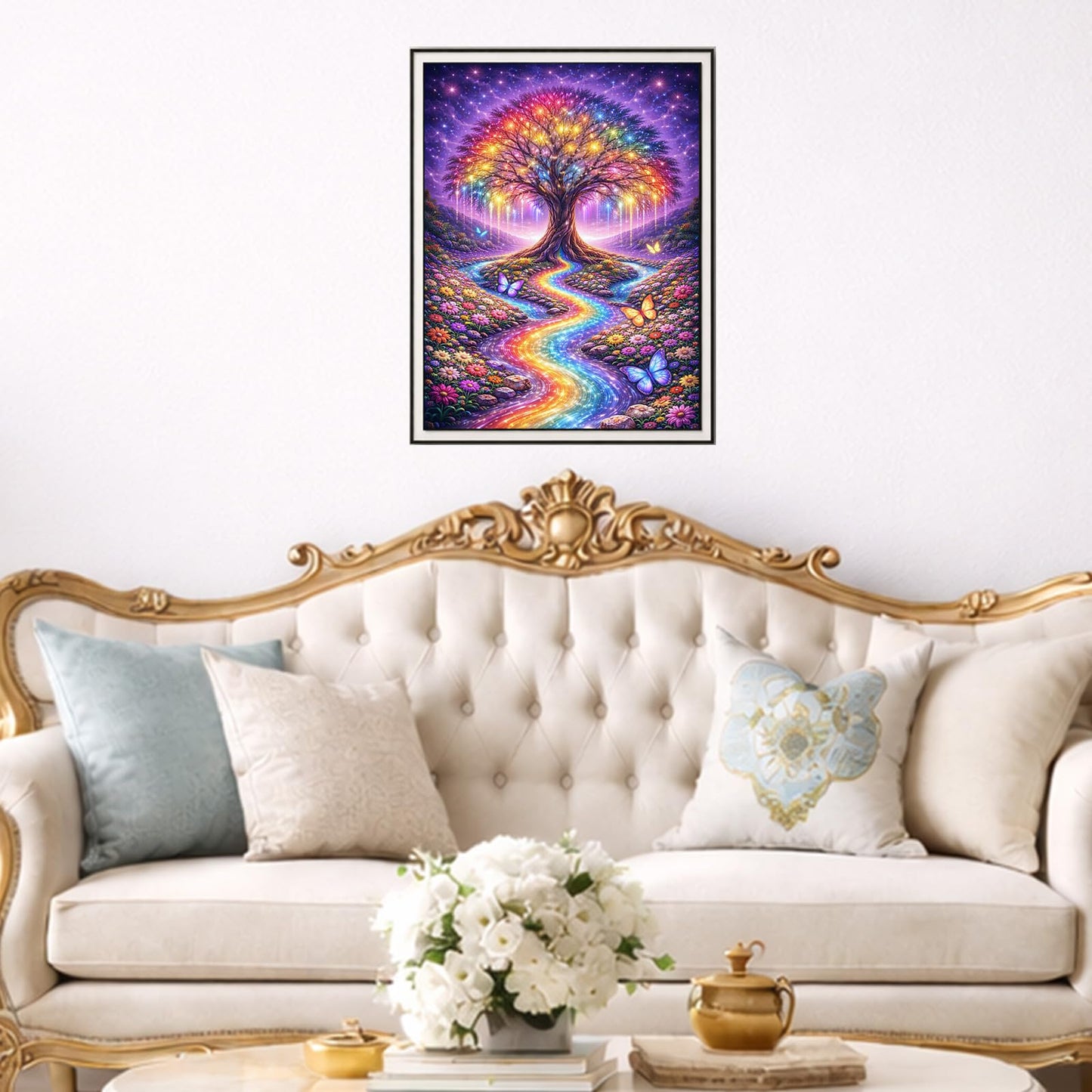 IOHEFY Rainbow Tree of Life Diamond Painting 12 x 16 Inch Full Drill Acrylic Diamond Art DIY Crystal Rhinestone Fantasy Landscape Artwork Nano Pearlescent Canvas Wall Decor Gift