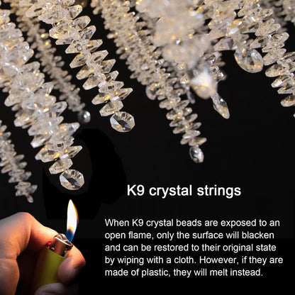 Puvaue Crystal Tree Branches Chandeliers Luxury Round Raindrop Pendant Light Fixture Ceiling Hanging Light for Dining Room Bedroom Living Room Entryway D31.5“ Gold