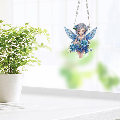 JZHYOAN Elf Diamond Art Kits Hanging Sign Gem Art Window Pendants Home Garden Wall Hanging Kits Hanging Diamonds Painting Pendant Cross Stitch Ornament Wall Hanging Acrylic Ornaments Craft