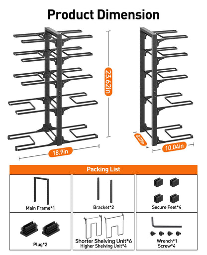 ORDORA 10-Tier Pots and Pans Organizer under Cabinet, Kitchen Cabinet Organizers and Storage, Heavy Duty Pots and Pan Storage Rack Organizer inside Cabinet, Adjustable