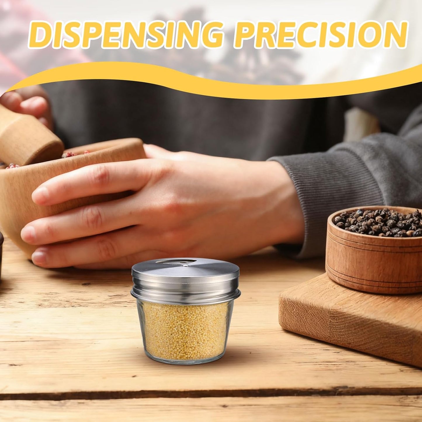 Tiangrid 24 Pack Seasonings(2.76 Inch) Adjustable Spice Shaker Lids for Regular Mouth Mason Jars Stainless Steel Mason
