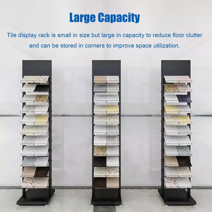 DFTWJMA Commercial Floor Tiles Sample Rack with Double-Side Shelf, Heavy Duty Retail Display Stand for Wooden Boards/Door Templates, Large Capacity & Space Saving,9x15.7x66.9in/23x40x170cm