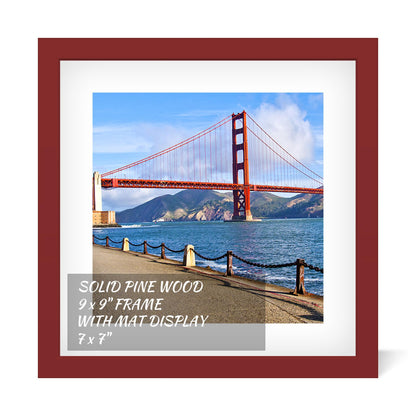 9x9 inch Wood Picture Frame for Wall Hanging or Tabletop Square Photo Frames with 1 Mats Display 7x7 inch for Baby Scan,Poster,Walls Decoration,Anniversary,Wedding,Christmas,Diamond Painting(Red)