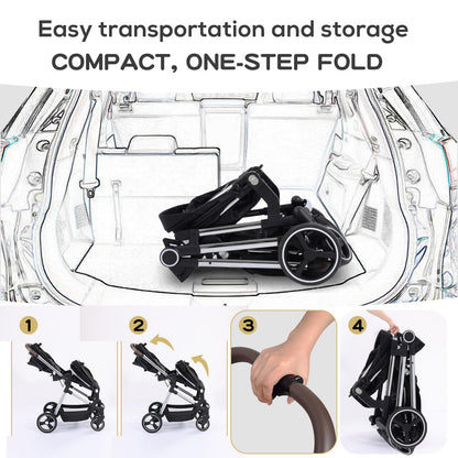 Double Stroller for Twins Infants and Toddlers, Foldable Tandem, Convertible Twin to Single Stroller, Compact Light Weight, Ages 0-3 Years