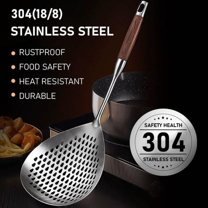 KAYCROWN Skimmer Slotted Spoon, 16.8 Inch 304 Stainless Steel Skimmer Ladle Spoon Spider Strainer for Cooking and Frying, Pasta Strainer Frying Spoon for Kitchen