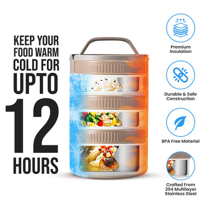 VAYOUS 60oz Insulated Food Jar with Phone Holder Lid –Stainless Steel Lunch box with 3 Compartments – Leak-Proof, Thermal Bento for Adults, Keeps Meals Hot or Cold for Hours
