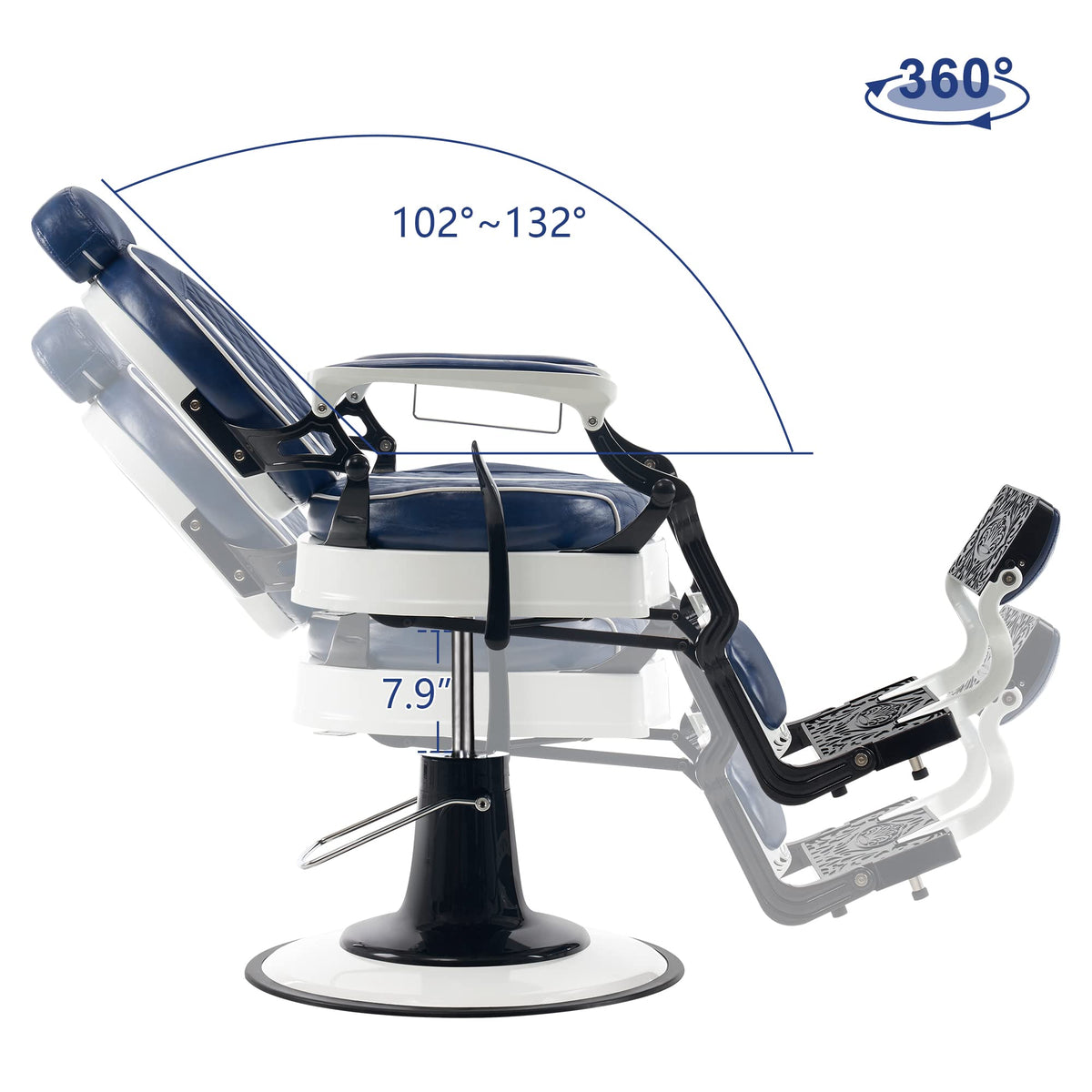 BarberPub Heavy Duty Vintage Barber Chair, All Purpose Professional Hydraulic Reclining Salon Chairs, Beauty Spa Hair Stylist Equipment 8739