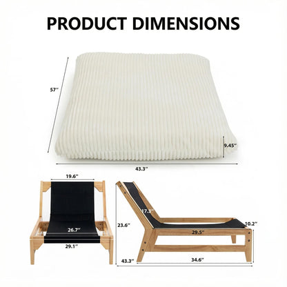 Vipuno Corduroy Bean Bag Chair for Adults, Comfy Accent Chair for Living Room, Armless Lazy Sofa with Back Support, Ergonomic Floor Lounge Chair for Bedroom, Single Seat, Off White