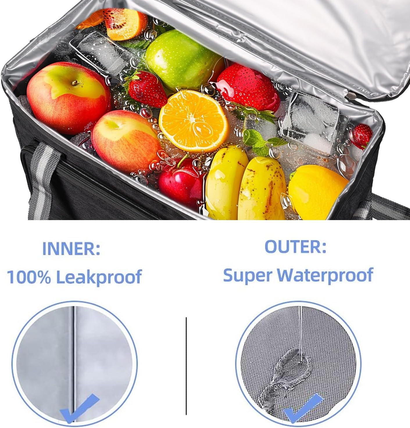 24L 36-Can iknoe Large Cooler Bag Collapsible, Insulated Bags, Leakproof Lunch Cooler Tote with Multi-Pockets for Adult