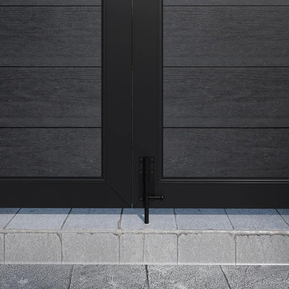 Mondaria Wood Plastic Composite Gate for Privacy Fence, 6ft(H)*6ft(W) Double Fence Gate with Metal Frame and Knob Kits, Black (Without Post)