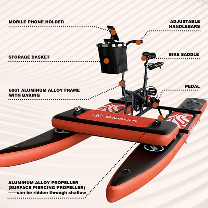 Spatium SUP Water Bike Boats for Lake Inflatable Water Bikes 2.0 Medal Pedal Boats Inflatable Fishing Boat Pedal Kayak Water Sports+Mat