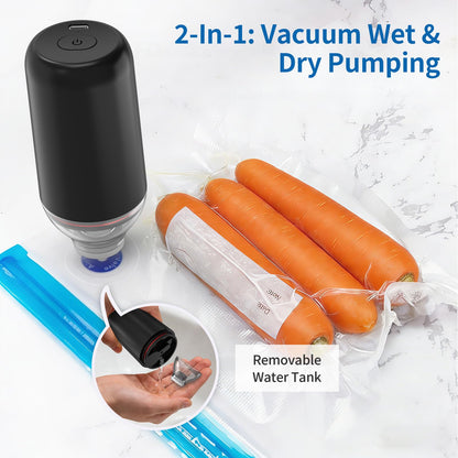 BAMCOO Handheld Vacuum Sealer, Sous Vide Vacuum Pump, Rechargeable Hand Held Vacuum Sealer for Food Storage, Camping, Sous Vide, Reusable Vacuum Bags Compatibility, Black(Pump Only)