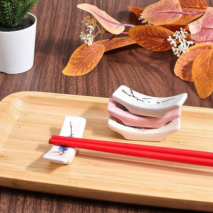 CRASPIRE 4Pcs Japanese Chopstick Holder - Flower Blossom Porcelain Rest for Countertop Tableware Home Ornaments