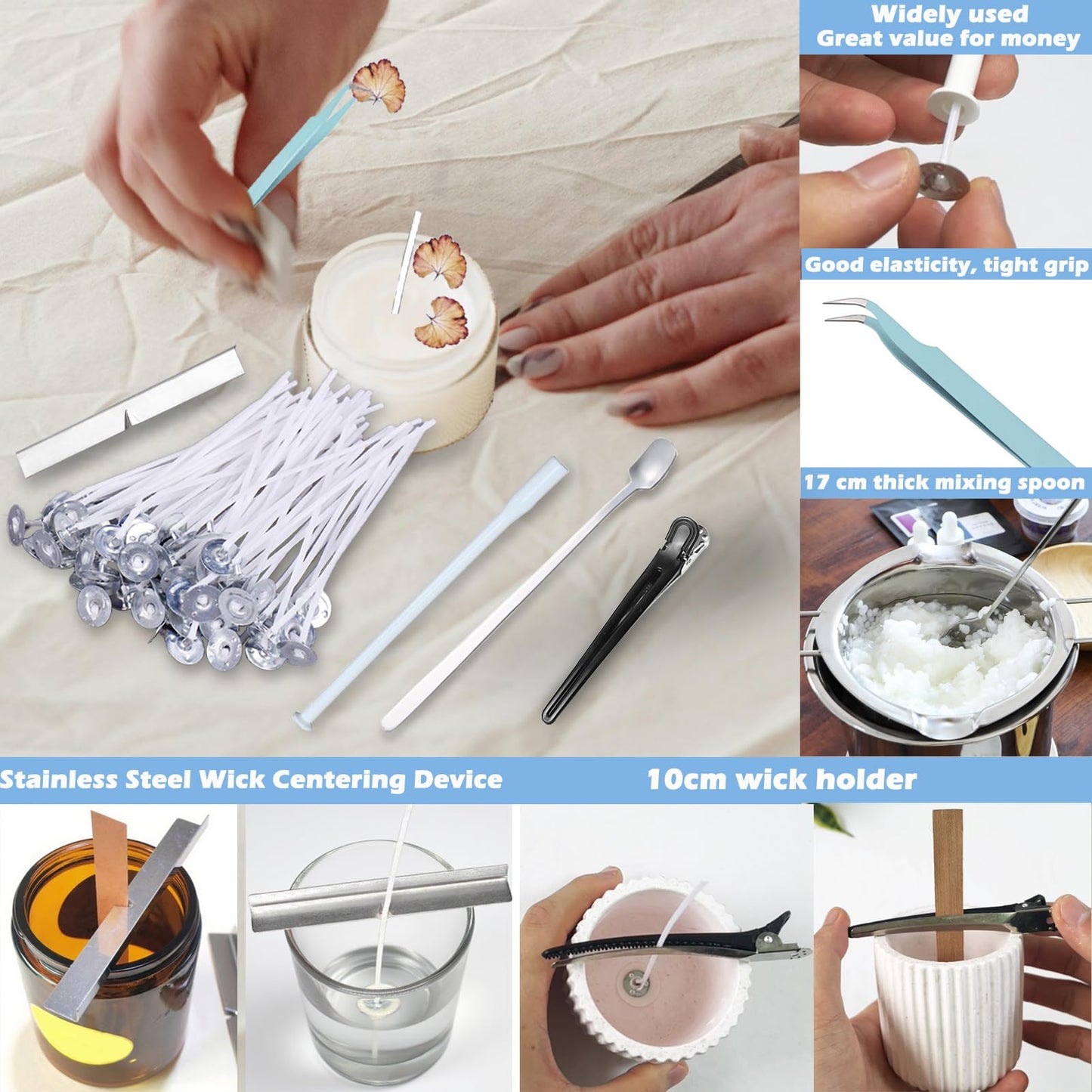 37PCS Candle Making Tools Set Adjustable Punch Needle Long Silicone Mold Needle Drill Candle Wick Hole Drill Steel Sticks to Make Holes in Candles Soap,Mold Punch Wicking Needle Tools Inserting Tool