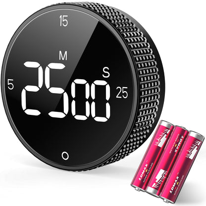 Allbean Magnetic Kitchen Timer for Cooking with Loud Alarm - Large LED Display Rotating Countdown Pomodoro Timer, Preset 5/15/25 Mins Easy for Seniors and Kids，for Baking Grilling Studying