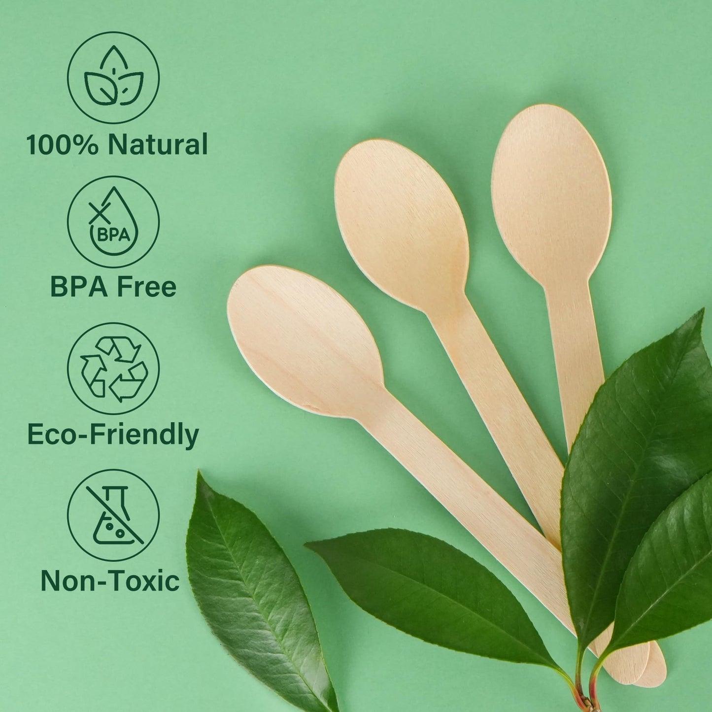 LotFancy Disposable Wooden Spoons, 250Pcs 6.25 inch Wood Cutlery Spoons, Biodegradable Compostable Eco-friendly Birchwood Sampling Tasting Spoons