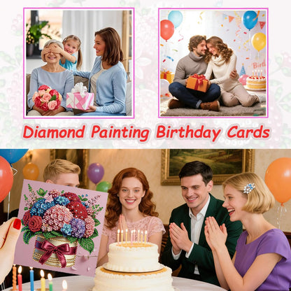 JBTM24 12 Packs Diamond Art Cards Kit, Diamond Painting Greeting Cards with Envelopes, DIY Card Making Kits for Adults, Gifts for Families, Friends, Partners (Bouquet)