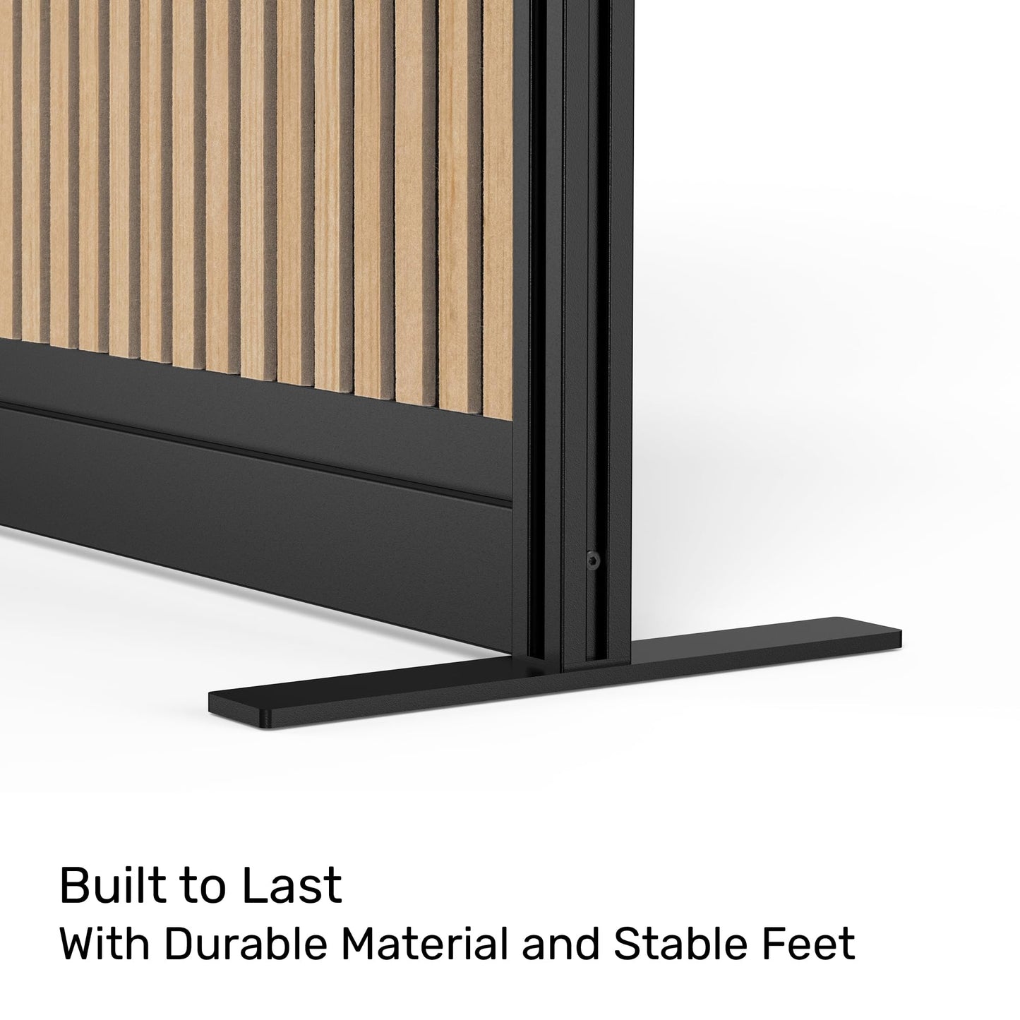Grove Modular Wall | Room Divider with Faux Wood Slats, Sound Dampening Panels | Expandable Office Partition for Privacy & Stability (70" x 48")