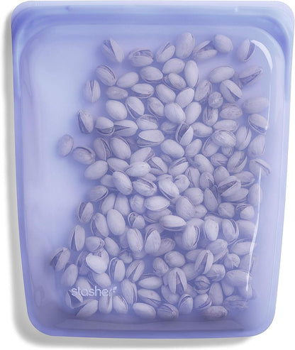 Stasher Premium Silicone Reusable Food Storage Half Gallon Bag, Clear, Microwave, Sous Vide, Dishwasher, Oven and Freezer Safe, BPA Free, Leak-free, Eco-friendly, 64 Oz