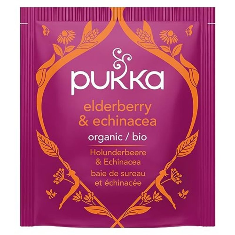 Pukka Elderberry & Echinacea Organic Herbal Tea, Perfect for Wellness Support, Caffeine Free, 80 Total Tea Bags (20ct - Pack of 4)