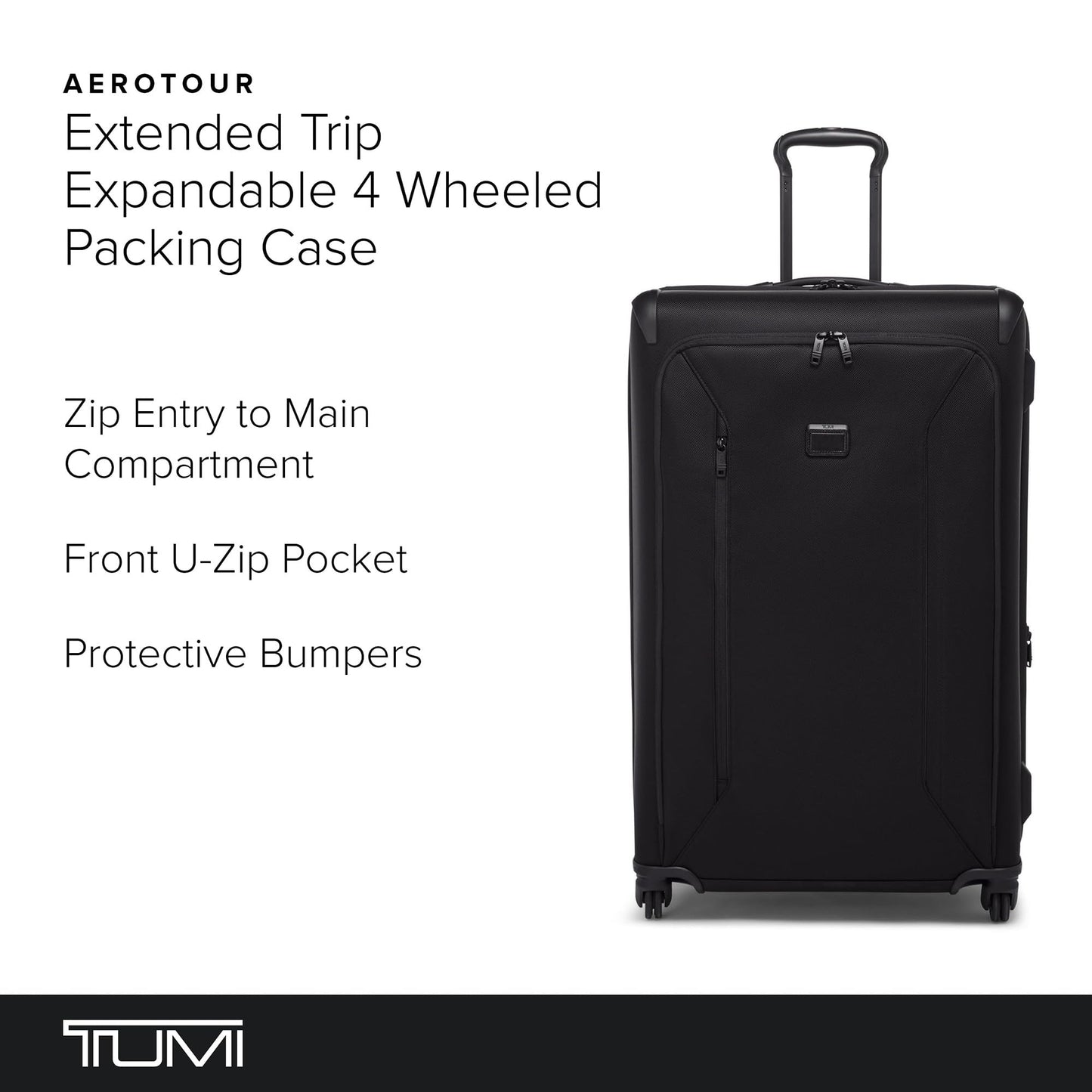 TUMI - Aerotour 4 Wheel Expandable Luggage - Men's and Women's Lightweight Business and Leisure Travel Suitcase - 31" X-Large Front Pocket Expandable Checked, Black