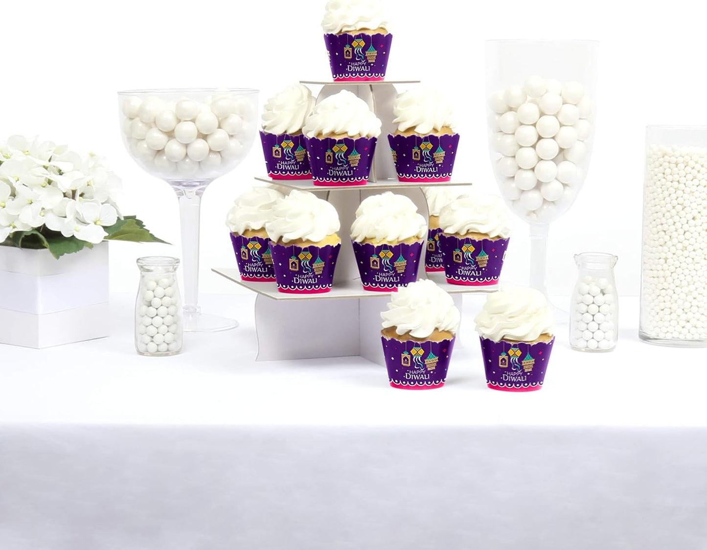 Big Dot of Happiness Happy Diwali Party Decorations - Festival of Lights Cupcake Wrappers, Set of 12