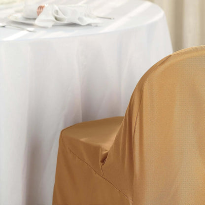 1 Set Efavormart Gold Linen Polyester Folding Chair Covers for Dining Chairs Party Wedding Banquet Outdoor Event