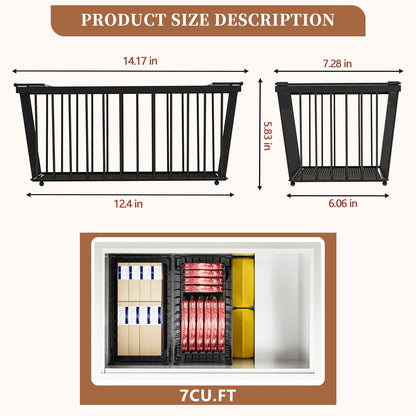 ANJUBAN Enhanced Leak-Proof Bottom - Freezer Organizer Bins ，4 Pack Stackable Deep Freezer Organizer Bins for 7 Cu.FT Small Chest Freezer，organization and storage，pantry organizers(4 Pack-black)