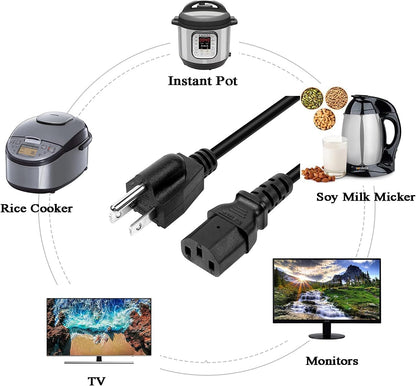 Replacement Power Cord Cable for Instant Pot Electric Pressure Cooker, Rice Cooker, and More Kitchen Appliances