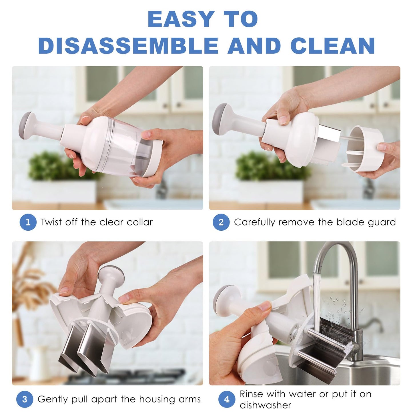 Vegetable Chopper, Food Chopper Manual Hand, Onion, Salad, Garlic, Nut & Veggie Cutter, Dishwasher Safe, White
